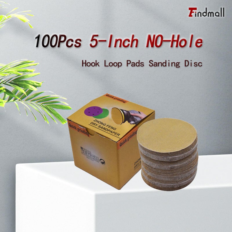 findmall Hook Loop Pads Sanding Disc 5-Inch NO-Hole 100Pcs Aluminum Oxide Round Flocking Sandpaper for Sanding Grinder Polishing Accessories (60 80 120 180 240 320) Grit (180grit) - Image 4